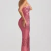 Amaya verziertes trägerloses Bandeau-Maxikleid in Wassermelone Amaya verziertes trägerloses Bandeau-Maxikleid in Wassermelone