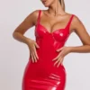 Ambrose Vinyl-Korsett-Bügel-Minikleid in Feuerrot Ambrose Vinyl-Korsett-Bügel-Minikleid in Feuerrot