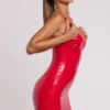 Ambrose Vinyl-Korsett-Bügel-Minikleid in Feuerrot Ambrose Vinyl-Korsett-Bügel-Minikleid in Feuerrot