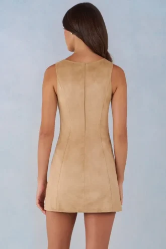 Amielle A-Linien-Minikleid aus Kunstwildleder in Beige