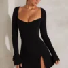 Amryn Langarm-A-Linien-Minikleid in Schwarz Amryn Langarm-A-Linien-Minikleid in Schwarz