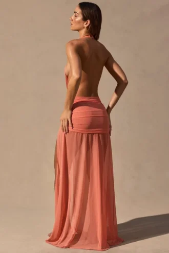Anaya Maxikleid mit Wasserfallausschnitt in Koralle Anaya Maxikleid mit Wasserfallausschnitt in Koralle