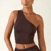 Andi Modal-One-Shoulder-Oberteil in Schokoladenbraun