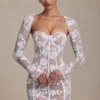 Andreia Minikleid mit Korsett und Spitzenverzierung in Weiß Andreia Minikleid mit Korsett und Spitzenverzierung in Weiß