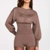 Antonia Strick-Mini-Shorts mit mittlerer Leibhöhe in Mokka