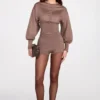Antonia Strick-Mini-Shorts mit mittlerer Leibhöhe in Mokka
