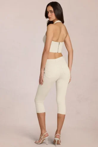 Anessa Capri-Jeans mit mittlerer Leibhöhe in Elfenbein