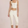 Anessa Capri-Jeans mit mittlerer Leibhöhe in Elfenbein Anessa Capri-Jeans mit mittlerer Leibhöhe in Elfenbein