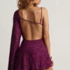 Angelie Devoré Einarmiges A-Linien-Minikleid in Beeren-Lila Angelie Devoré Einarmiges A-Linien-Minikleid in Beeren-Lila