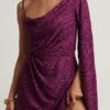 Angelie Devoré Einarmiges A-Linien-Minikleid in Beeren-Lila Angelie Devoré Einarmiges A-Linien-Minikleid in Beeren-Lila