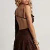 Angelie Devoré Einarmiges A-Linien-Minikleid in Dark Chocolate Angelie Devoré Einarmiges A-Linien-Minikleid in Dark Chocolate