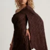 Angelie Devoré Einarmiges A-Linien-Minikleid in Dark Chocolate Angelie Devoré Einarmiges A-Linien-Minikleid in Dark Chocolate