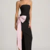 Angelique trägerloses Maxikleid mit Schleifendetail in Schwarz Angelique trägerloses Maxikleid mit Schleifendetail in Schwarz