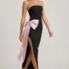 Angelique trägerloses Maxikleid mit Schleifendetail in Schwarz Angelique trägerloses Maxikleid mit Schleifendetail in Schwarz