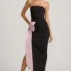 Angelique trägerloses Maxikleid mit Schleifendetail in Schwarz Angelique trägerloses Maxikleid mit Schleifendetail in Schwarz