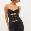 Aniela Slinky Jersey Rose Detail Cut-Out-Minikleid in Schwarz Aniela Slinky Jersey Rose Detail Cut-Out-Minikleid in Schwarz