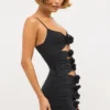 Aniela Slinky Jersey Rose Detail Cut-Out-Minikleid in Schwarz Aniela Slinky Jersey Rose Detail Cut-Out-Minikleid in Schwarz