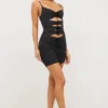 Aniela Slinky Jersey Rose Detail Cut-Out-Minikleid in Schwarz Aniela Slinky Jersey Rose Detail Cut-Out-Minikleid in Schwarz