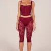 Annalisa Caprihose mit Spitze in Kirschrot Annalisa Caprihose mit Spitze in Kirschrot