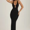 Anneka Maxikleid mit Halterneck und Ausschnitt mit Schaldetail in Schwarz Anneka Maxikleid mit Halterneck und Ausschnitt mit Schaldetail in Schwarz