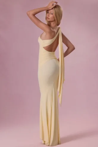 Annelise Jersey-Brautjungfernkleid in Buttergelb