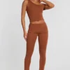 Anona Hose mit mittlerer Leibhöhe aus Modal-Kaschmir-Mischung in Kastanienbraun