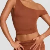 Anona Hose mit mittlerer Leibhöhe aus Modal-Kaschmir-Mischung in Kastanienbraun