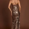 Antea Maxikleid mit Verzierungen und geradem Ausschnitt in Schwarz mit Goldfolie Antea Maxikleid mit Verzierungen und geradem Ausschnitt in Schwarz mit Goldfolie