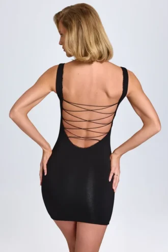 Aoife Modal-Minikleid mit Spitzenbesatz in Schwarz