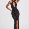 Apolline Rüschen-Halterkleid in Schwarz Apolline Rüschen-Halterkleid in Schwarz