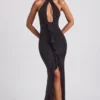 Apolline Rüschen-Halterkleid in Schwarz Apolline Rüschen-Halterkleid in Schwarz