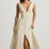 Aralisse A-Linien-Midaxi-Kleid aus Baumwollpopeline in Elfenbein Aralisse A-Linien-Midaxi-Kleid aus Baumwollpopeline in Elfenbein