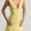 Aralisse A-Linien-Midaxi-Kleid aus Baumwollpopeline in Pastellgelb Aralisse A-Linien-Midaxi-Kleid aus Baumwollpopeline in Pastellgelb
