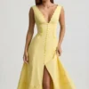 Aralisse A-Linien-Midaxi-Kleid aus Baumwollpopeline in Pastellgelb Aralisse A-Linien-Midaxi-Kleid aus Baumwollpopeline in Pastellgelb