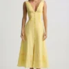 Aralisse A-Linien-Midaxi-Kleid aus Baumwollpopeline in Pastellgelb Aralisse A-Linien-Midaxi-Kleid aus Baumwollpopeline in Pastellgelb