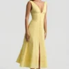 Aralisse A-Linien-Midaxi-Kleid aus Baumwollpopeline in Pastellgelb Aralisse A-Linien-Midaxi-Kleid aus Baumwollpopeline in Pastellgelb