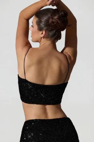 Ariana Oberteil mit Cut-outs und Verzierungen in Schwarz