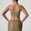 Ariana Verziertes Crop-Top mit Cut-outs in Gold Ariana Verziertes Crop-Top mit Cut-outs in Gold