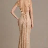 Ariette Premium Maxikleid mit Verzierungen und offenem Rücken in Gold Ariette Premium Maxikleid mit Verzierungen und offenem Rücken in Gold