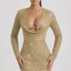 Arlowe Minikleid mit verziertem Rollkragen in Gold Arlowe Minikleid mit verziertem Rollkragen in Gold