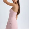 Arta trägerloses, strukturiertes Tulpen-Minikleid in Pink-Mauve Arta trägerloses, strukturiertes Tulpen-Minikleid in Pink-Mauve