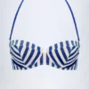 Ascona-Bikinioberteil mit Bügeln, Neckholder und Balconette-Schnitt in marineblauen Streifen
