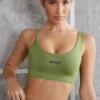Asymmetrischer Sport-BH in Oliv