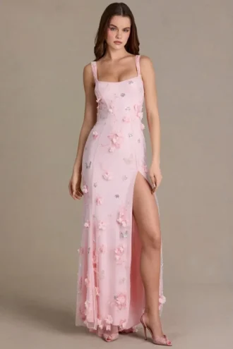 Aurelia Korsettkleid mit Verzierungen in Babyrosa