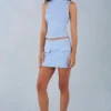 Aurelle Rollkragen-Oberteil aus Kunstwildleder in Soft Blue Aurelle Rollkragen-Oberteil aus Kunstwildleder in Soft Blue