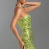 Aurora Bandeau-Minikleid mit Verzierungen in Birnengrün Aurora Bandeau-Minikleid mit Verzierungen in Birnengrün