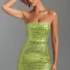 Aurora Bandeau-Minikleid mit Verzierungen in Birnengrün Aurora Bandeau-Minikleid mit Verzierungen in Birnengrün