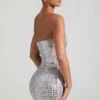 Aurora Bandeau-Minikleid mit Verzierungen in Weiß Aurora Bandeau-Minikleid mit Verzierungen in Weiß