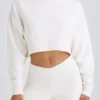 Ausgestellte Hose aus strukturiertem Baumwolljersey in Weiß