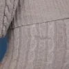 Ausgestellte Hose mit Umschlag und Zopfmuster in Grau meliert